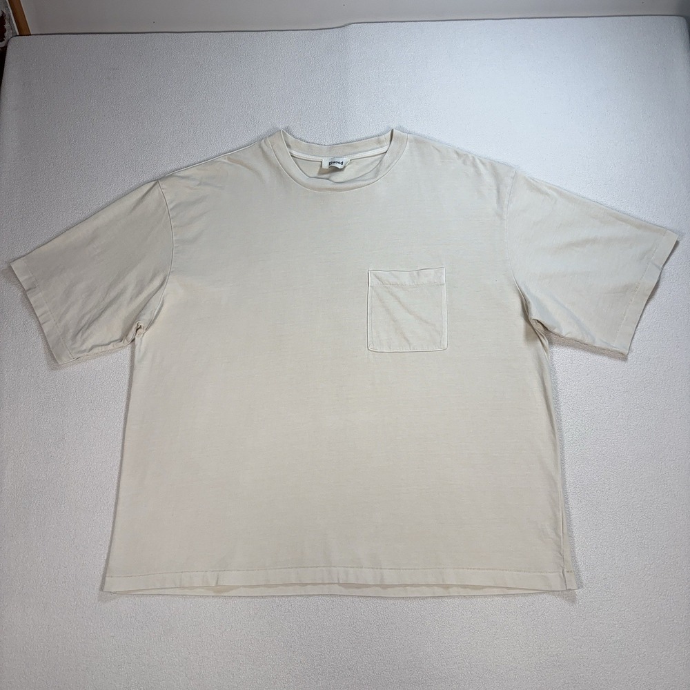 Elwood Vintage-Inspired Single Stitch T-Shirt Men's L Off-White Organic Cotton